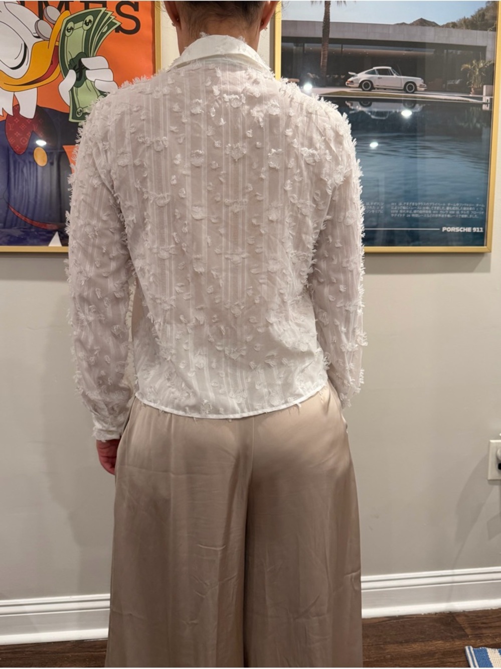 ZARA Button Up Lace Top - WHITE - Picture 3 of 5